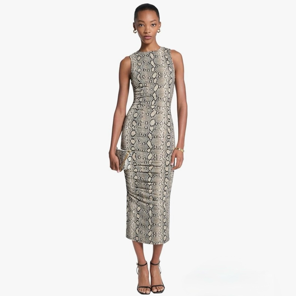 Michael Kors Stunning Snakeskin Print Midi Dress Size XS NWT